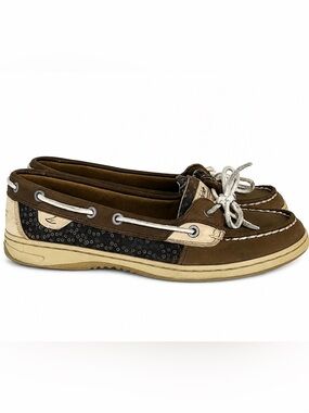 Sperry Top-Sider Angelfish Sequin Boat Shoes Women’s 8.5M Brown Gray Tan